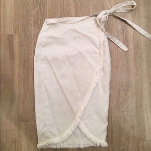 Reformation balboa wrap skirt with fringe detail
